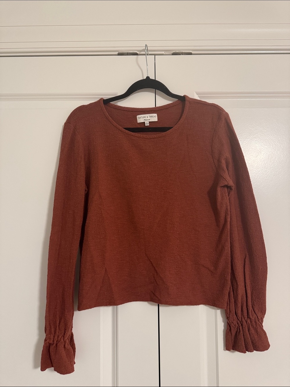 Madewell Rust Long-Sleeve Ruffle Cuff Top